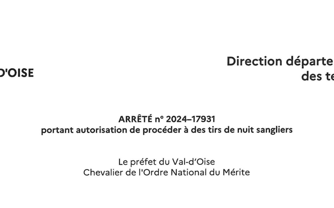 Autorisation préfectorale des tirs de nuit sangliers